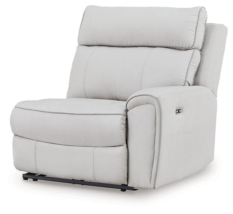 Social Pointe Pearl/Ash 5-Piece Reclining Sectional with Storage Consoles by Ashley at Eve Furniture
