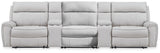 Social Pointe Pearl/Ash 5-Piece Reclining Sectional with Storage Consoles by Ashley at Eve Furniture