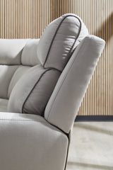 Social Pointe Pearl/Ash 6-Piece Dual Power Reclining Sectional with Console by Ashley at Eve Furniture