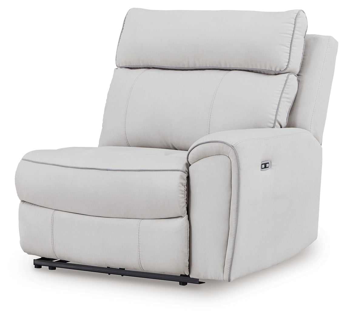 Social Pointe Pearl/Ash 7-Piece Reclining Sectional with Storage Consoles by Ashley at Eve Furniture