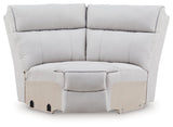 Social Pointe Pearl/Ash 7-Piece Reclining Sectional with Storage Consoles by Ashley at Eve Furniture