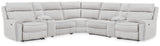 Social Pointe Pearl/Ash 7-Piece Reclining Sectional with Storage Consoles by Ashley at Eve Furniture