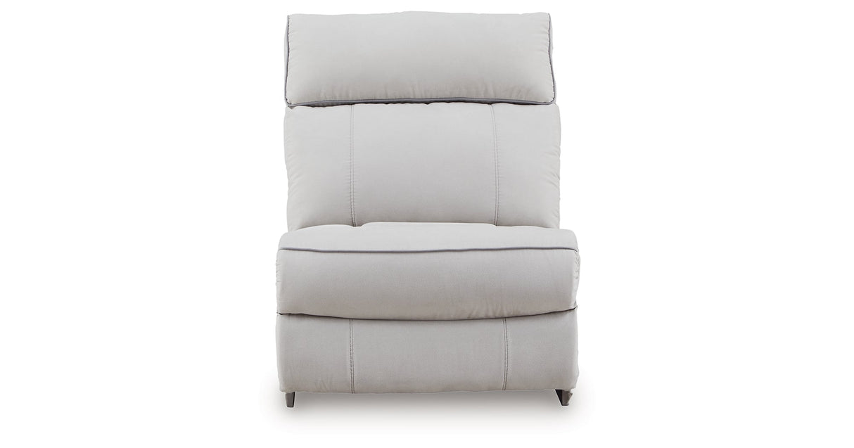 Social Pointe Pearl/Ash 7-Piece Reclining Sectional with Storage Consoles by Ashley at Eve Furniture