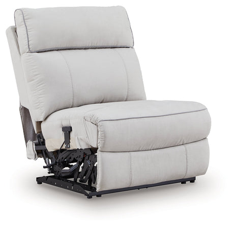 Social Pointe Pearl/Ash 7-Piece Reclining Sectional with Storage Consoles by Ashley at Eve Furniture