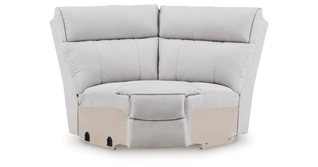 Social Pointe Pearl/Ash 7-Piece Reclining Sectional with Storage Consoles by Ashley at Eve Furniture
