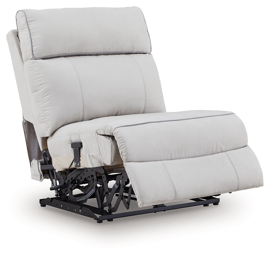 Social Pointe Pearl/Ash 7-Piece Reclining Sectional with Storage Consoles by Ashley at Eve Furniture