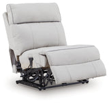 Social Pointe Pearl/Ash 7-Piece Reclining Sectional with Storage Consoles by Ashley at Eve Furniture