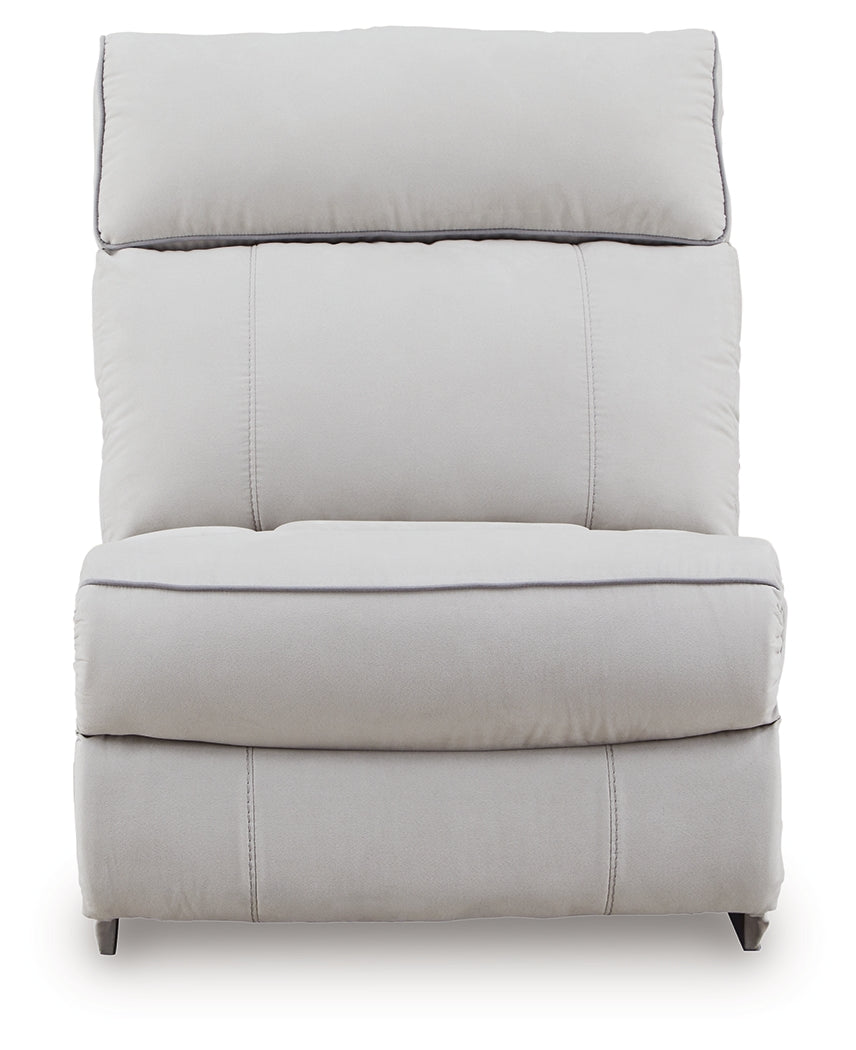 Social Pointe Pearl/Ash 7-Piece Reclining Sectional with Storage Consoles by Ashley at Eve Furniture