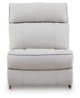 Social Pointe Pearl/Ash 7-Piece Reclining Sectional with Storage Consoles by Ashley at Eve Furniture