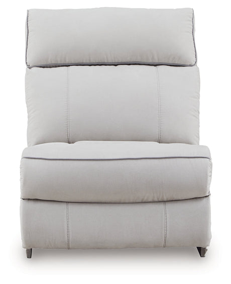 Social Pointe Pearl/Ash 7-Piece Reclining Sectional with Storage Consoles by Ashley at Eve Furniture