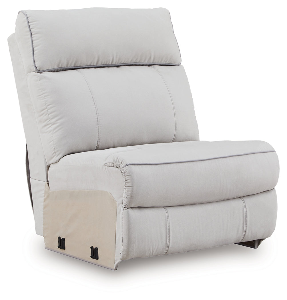 Social Pointe Pearl/Ash 7-Piece Reclining Sectional with Storage Consoles by Ashley at Eve Furniture