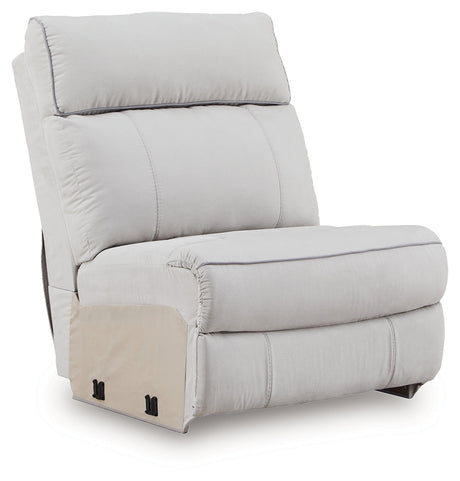 Social Pointe Pearl/Ash 7-Piece Reclining Sectional with Storage Consoles by Ashley at Eve Furniture