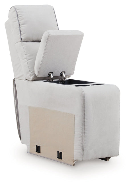 Social Pointe Pearl/Ash 7-Piece Reclining Sectional with Storage Consoles by Ashley at Eve Furniture