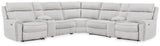 Social Pointe Pearl/Ash 7-Piece Reclining Sectional with Storage Consoles by Ashley at Eve Furniture