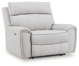 Social Pointe Pearl/Ash Dual Power Recliner with Adjustable Headrest by Ashley at Eve Furniture