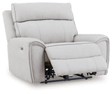Social Pointe Pearl/Ash Dual Power Recliner with Adjustable Headrest by Ashley at Eve Furniture