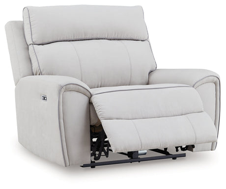 Social Pointe Pearl/Ash Dual Power Recliner with Adjustable Headrest by Ashley at Eve Furniture