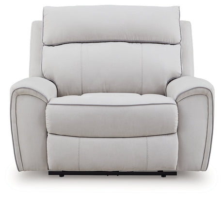 Social Pointe Pearl/Ash Dual Power Recliner with Adjustable Headrest by Ashley at Eve Furniture