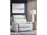 Social Pointe Pearl/Ash Dual Power Recliner with Adjustable Headrest by Ashley at Eve Furniture
