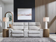 Social Pointe Pearl/Ash Dual Power Reclining Modular Loveseat with Console by Ashley at Eve Furniture