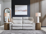 Social Pointe Pearl/Ash2-Piece Dual Power Reclining Modular Loveseat by Ashley at Eve Furniture