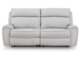 Social Pointe Pearl/Ash2-Piece Dual Power Reclining Modular Loveseat by Ashley at Eve Furniture