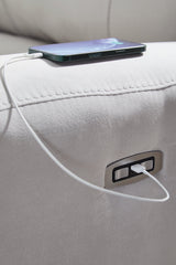 Social Pointe Pearl/Ash2-Piece Dual Power Reclining Modular Loveseat by Ashley at Eve Furniture