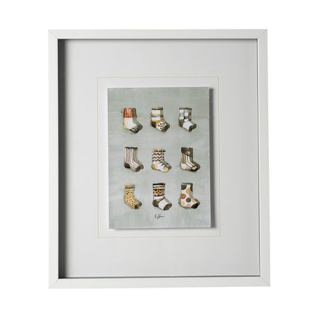 Sock I by Barbara Fleming a Hand Embellished Textured Framed Art Print Matted under Glass by Mercana at Eve Furniture