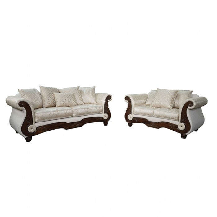 Sodaro Ivory/Dark Cherry 2- Piece Living Room set by Furniture of America at Eve Furniture