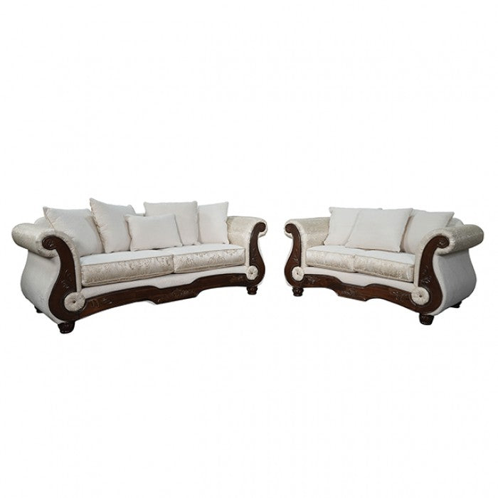 Sodaro Ivory/Dark Cherry 2- Piece Living Room set by Furniture of America at Eve Furniture