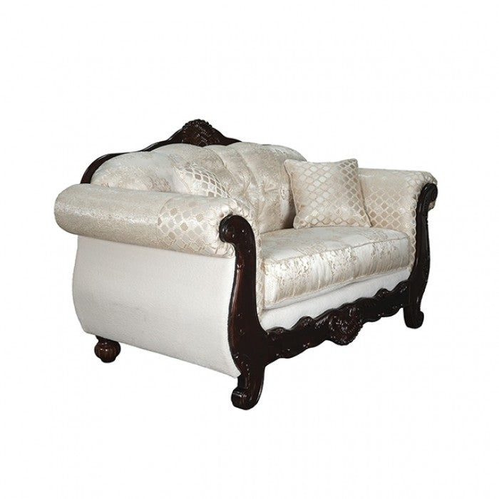 Sodaro Ivory/Dark Cherry 2- Piece Living Room set by Furniture of America at Eve Furniture