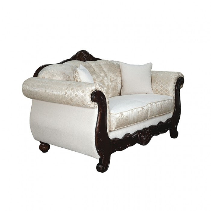 Sodaro Ivory/Dark Cherry 2- Piece Living Room set by Furniture of America at Eve Furniture
