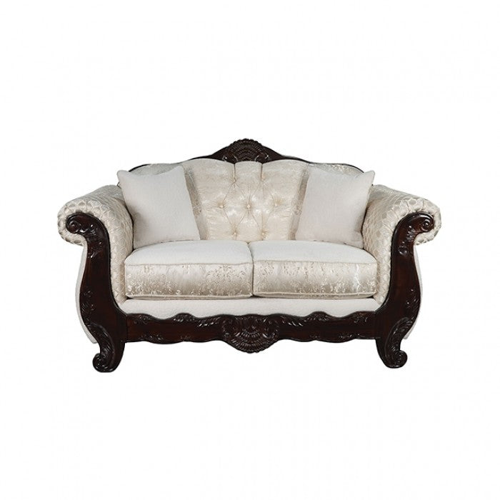 Sodaro Ivory/Dark Cherry 2- Piece Living Room set by Furniture of America at Eve Furniture