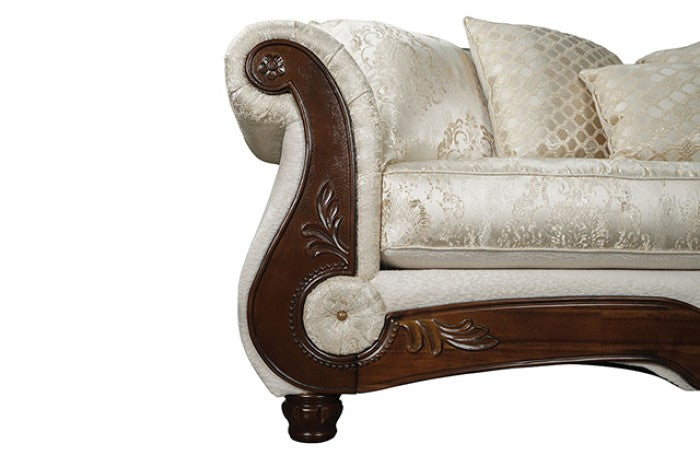 Sodaro Ivory/Dark Cherry Living Room Set by Furniture of America at Eve Furniture