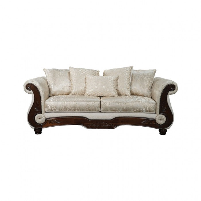 Sodaro Ivory/Dark Cherry Living Room Set by Furniture of America at Eve Furniture