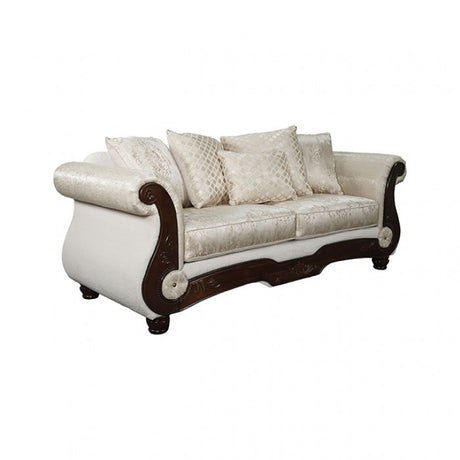 Sodaro Ivory/Dark Cherry Sofa by Furniture of America at Eve Furniture