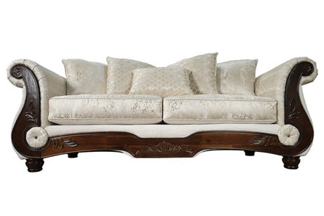 Sodaro Ivory/Dark Cherry Sofa by Furniture of America at Eve Furniture