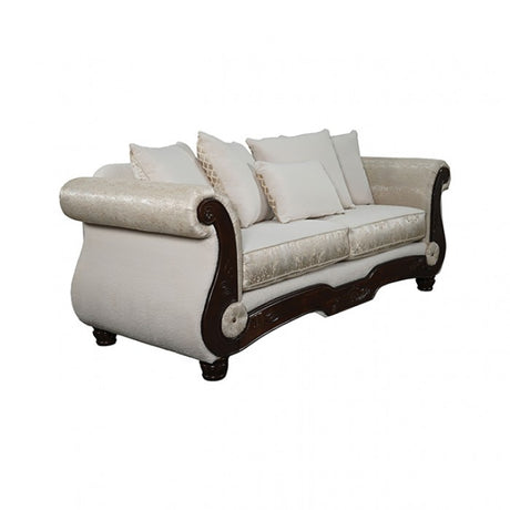 Sodaro Ivory/Dark Cherry Sofa by Furniture of America at Eve Furniture