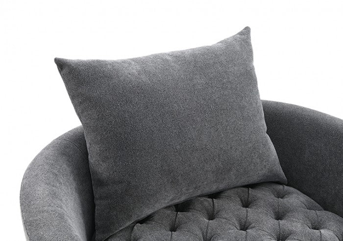 Sofi Drak Gray Button Tufted Swivel Chair by Furniture of America at Eve Furniture