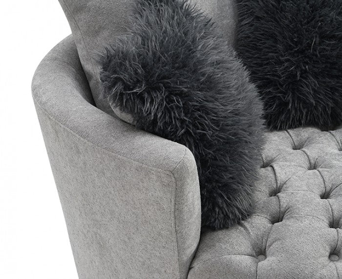 Sofi Light Gray Button Tufted Swivel Chair by Furniture of America at Eve Furniture