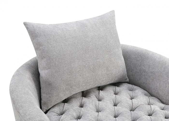 Sofi Light Gray Button Tufted Swivel Chair by Furniture of America at Eve Furniture