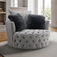 Sofi Light Gray Button Tufted Swivel Chair by Furniture of America at Eve Furniture
