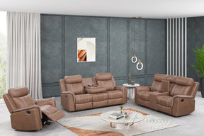 Sofia Brown 3-Piece Reclining Set by Happy Homes at Eve Furniture