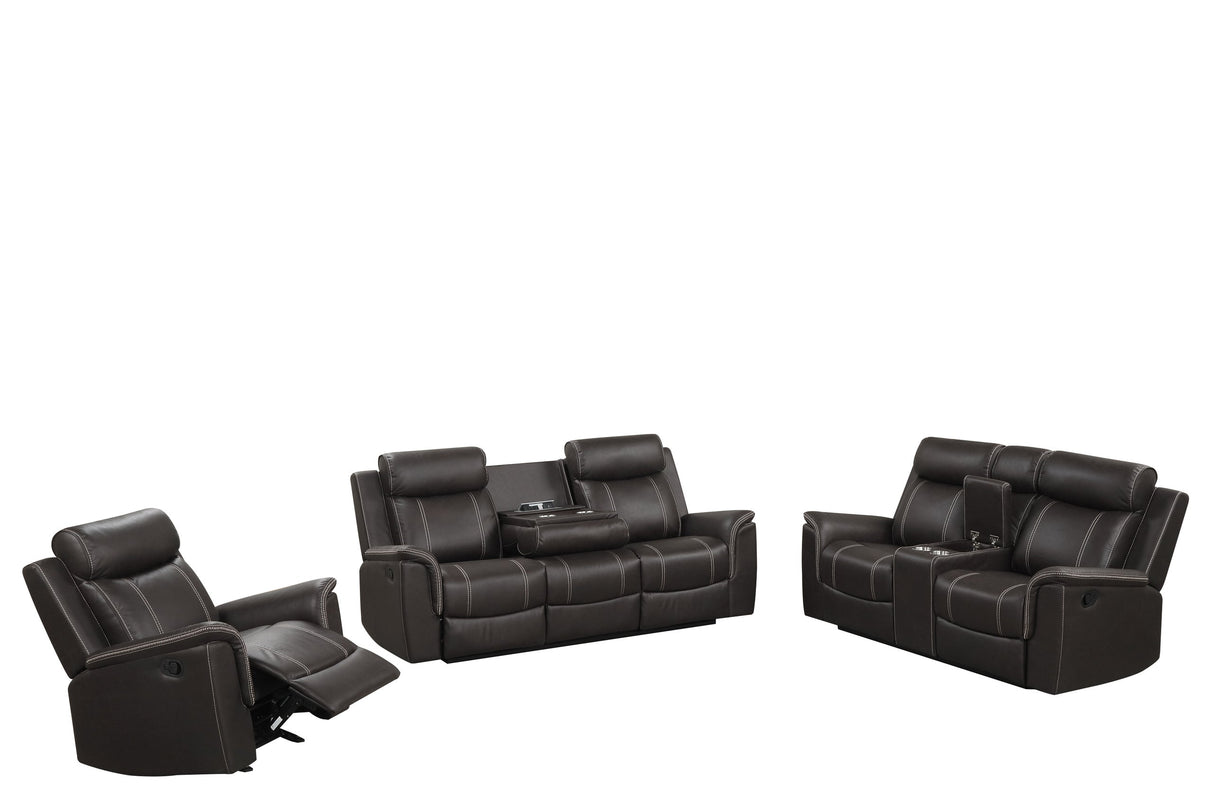 Sofia Espresso 3-Piece Reclining Set by Happy Homes at Eve Furniture