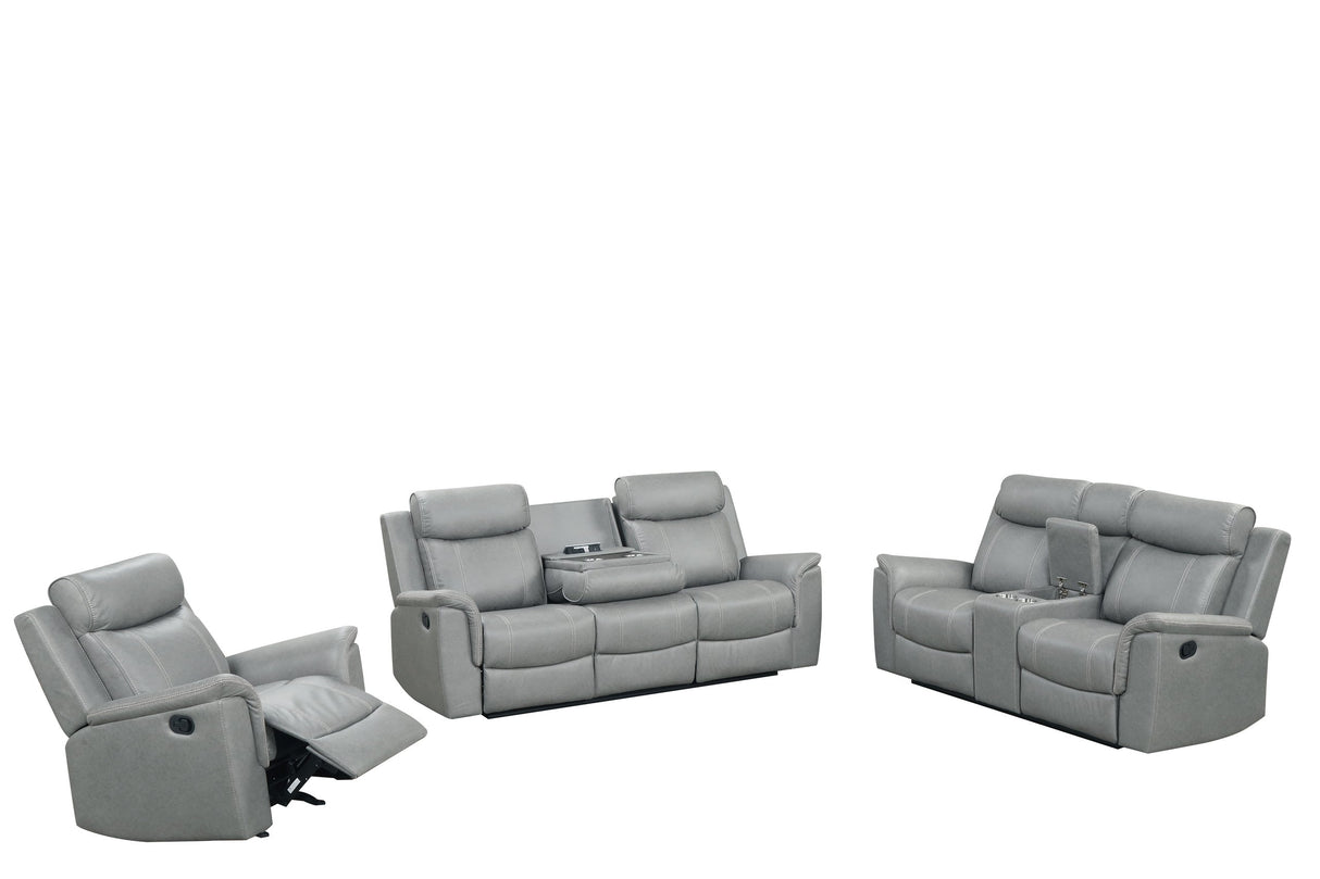 Sofia Gray 3-Piece Reclining Set by Happy Homes at Eve Furniture