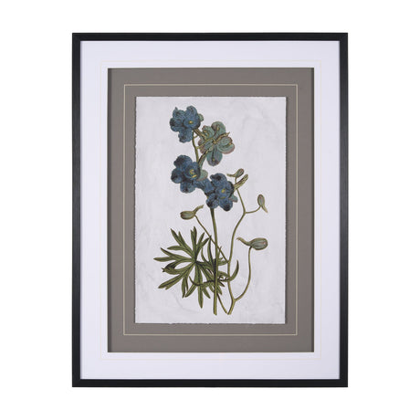 Soft Blue Botanoicals V by Mercana Studio Hand Embellished Framed Art Print Matted under Glass by Mercana at Eve Furniture
