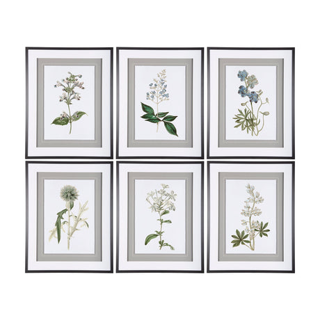 Soft Blue Botanoicals VII by Mercana Studio Hand Embellished Framed Art Print Matted under Glass by Mercana at Eve Furniture