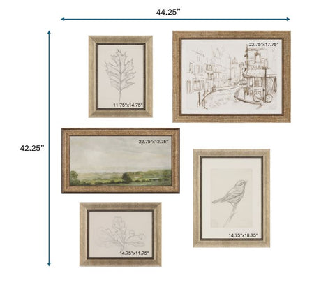 Soft Shadows (Set of 5) by Mercana Studio a Hand Embellished Framed Art Print by Mercana at Eve Furniture