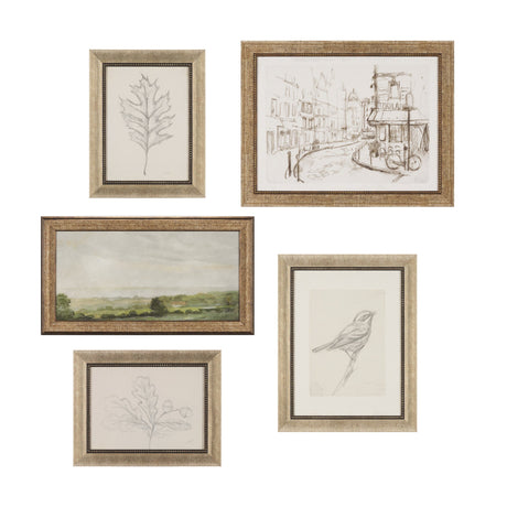 Soft Shadows (Set of 5) by Mercana Studio a Hand Embellished Framed Art Print by Mercana at Eve Furniture