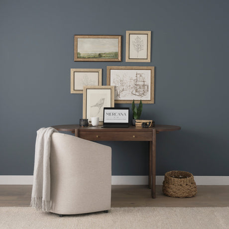 Sohan Dark Brown Elm Wood Oblong Desk by Mercana at Eve Furniture